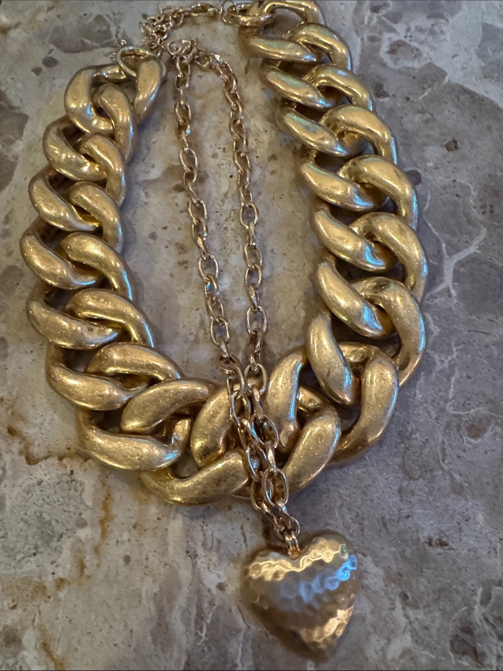 Bold Chunky Matte Gold Chain Necklace - Statement Women Jewelry - Picture 2 of 2